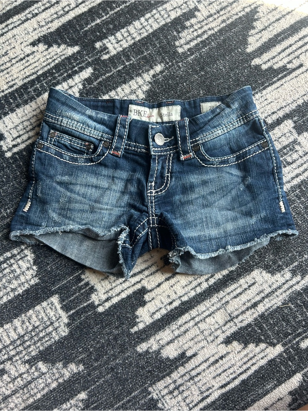 BKE Stella Dark Blue Denim Cutoff Shorts